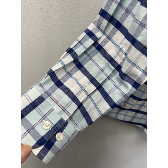 Brooks Brothers Regent Fit Plaid Button Down Shirt Non Iron Cotton Blend Sz L - Picture 4 of 11
